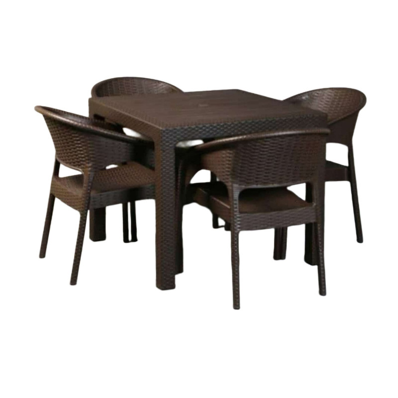 میز و صندلی ناهارخوری چهار نفره کامپیران رسا  مدل حصیری